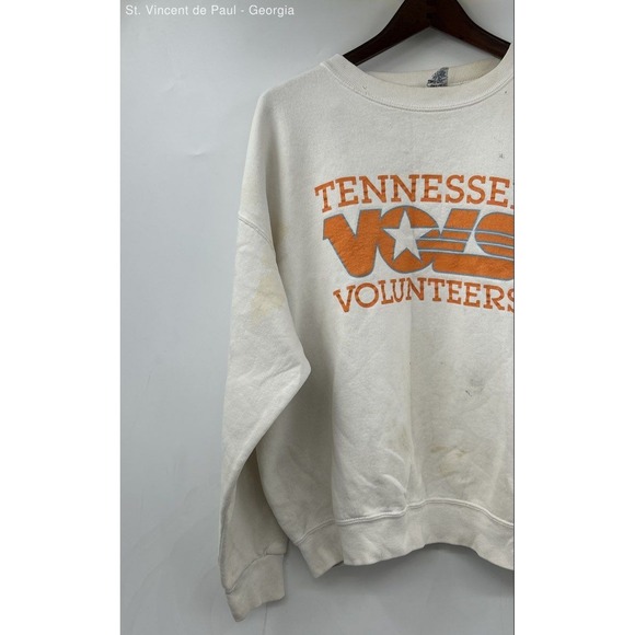 Soffe Heavy Sweats Tennessee Volunteers Sweatshirt Unisex XXL White Orange FLAWS - Picture 5 of 11